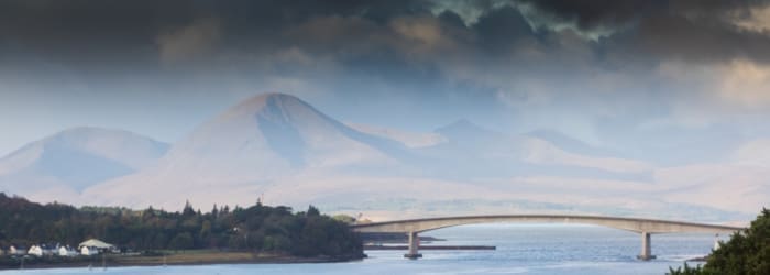 Skye bridge in Scotland on a grey gay